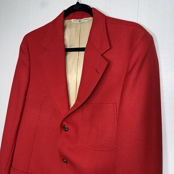 Vintage IZOD Lacoste Red Blazer Suit Jacket Gold Gator Buttons Size? See Des - Picture 3 of 8